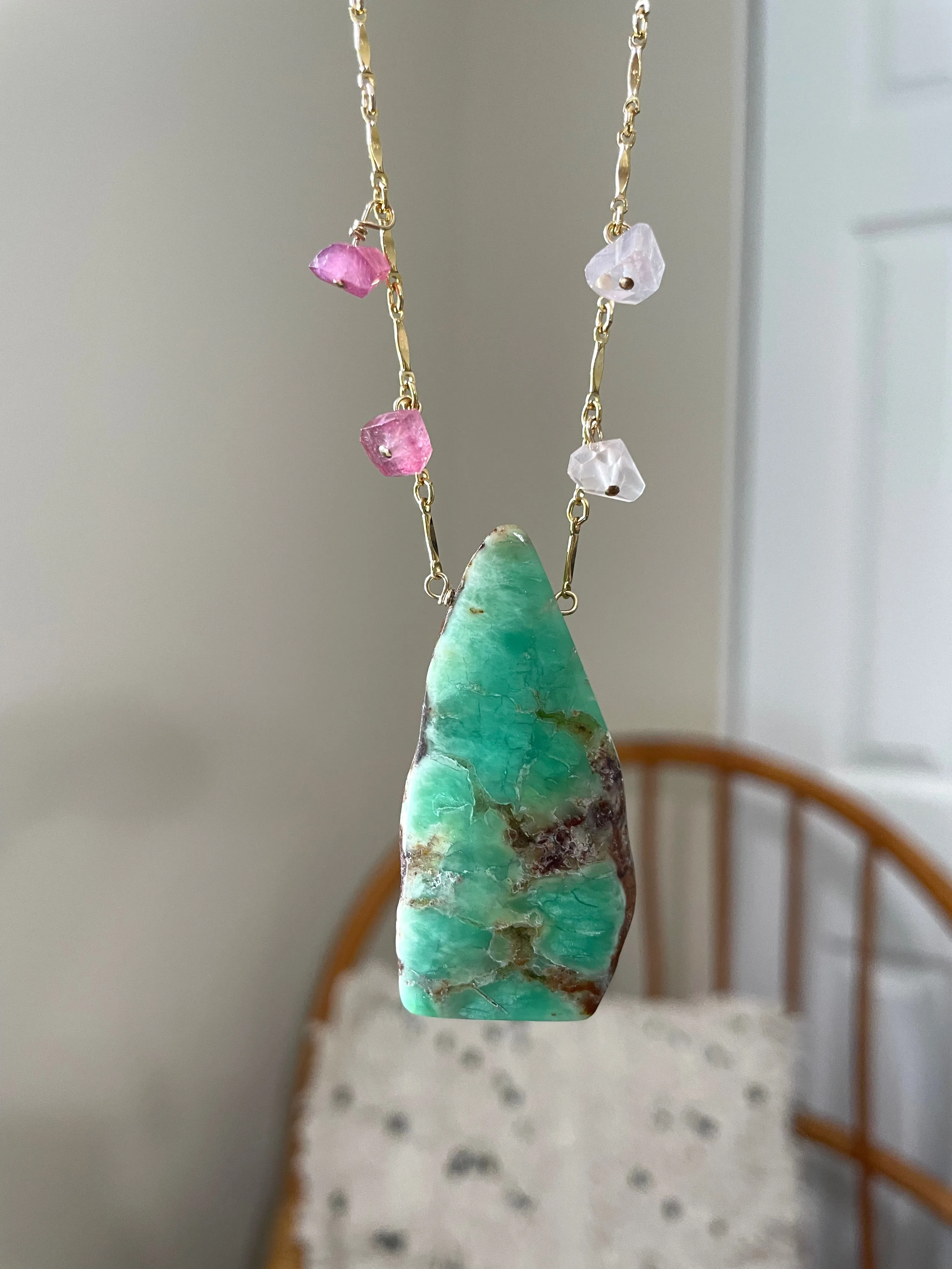 Chrysoprase Statement Pendant Necklace