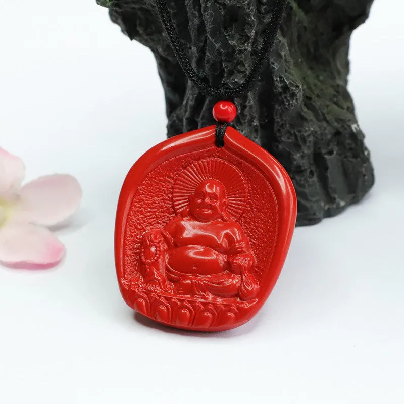 Cinnabar Pendant Maitreya Buddha Red Sand Buddha Pendant Jewelry