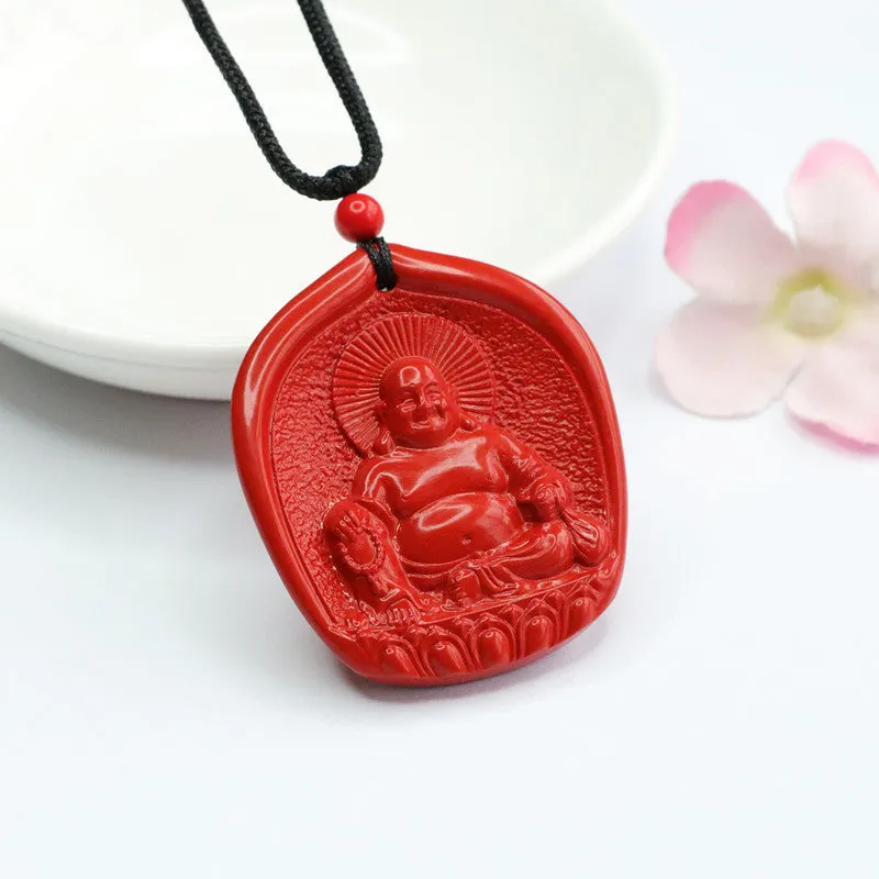 Cinnabar Pendant Maitreya Buddha Red Sand Buddha Pendant Jewelry