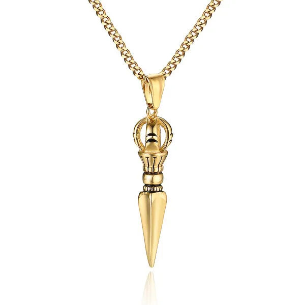 Classy Men Gold Dagger Pendant Necklace