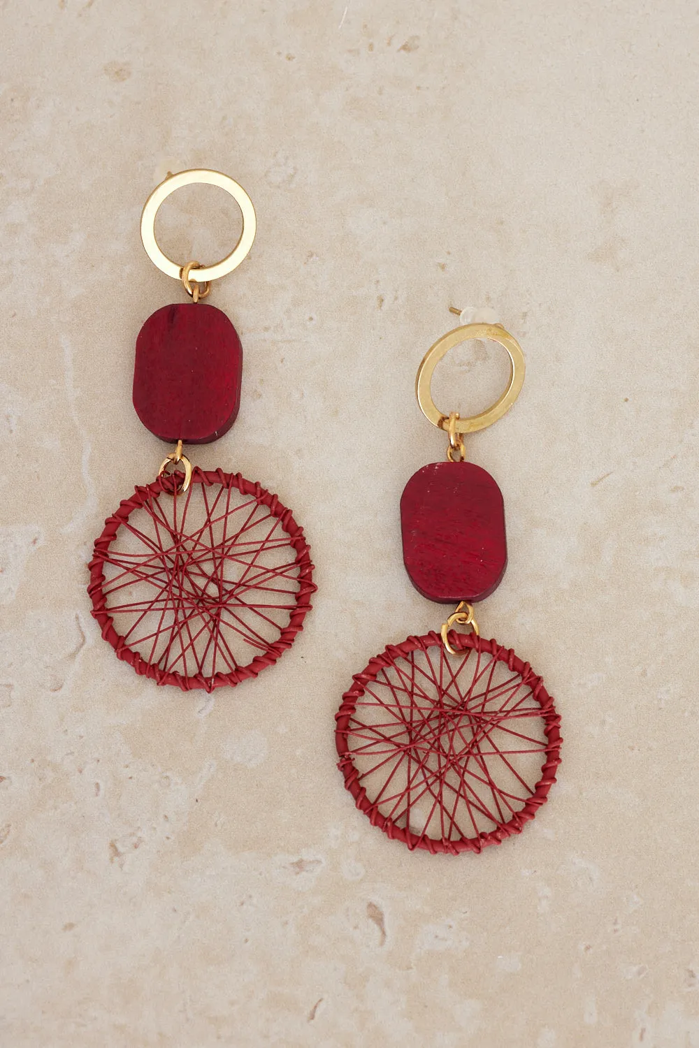 Cleo Drop Earrings - Burgundy