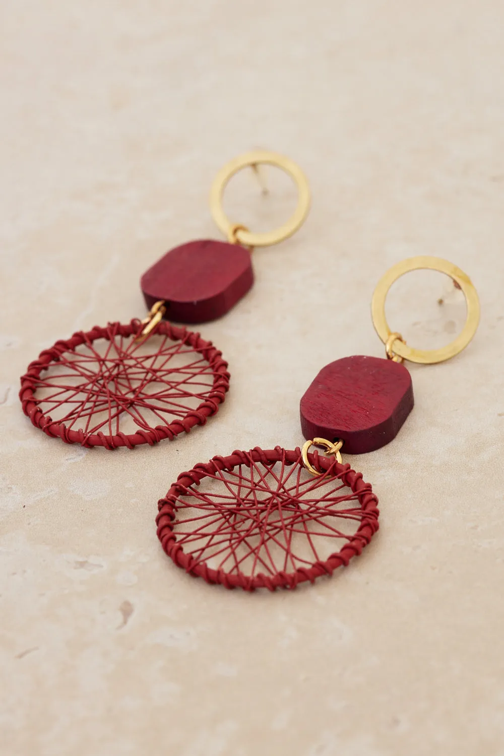 Cleo Drop Earrings - Burgundy