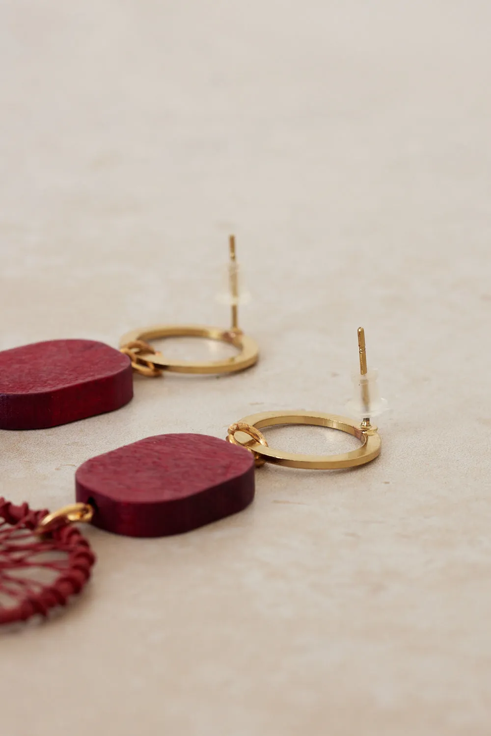 Cleo Drop Earrings - Burgundy