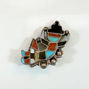 Colorful Inlay Zuni Kachina Dancer Brooch