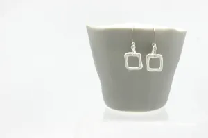 Contour Collection:  Square Silver Earrings