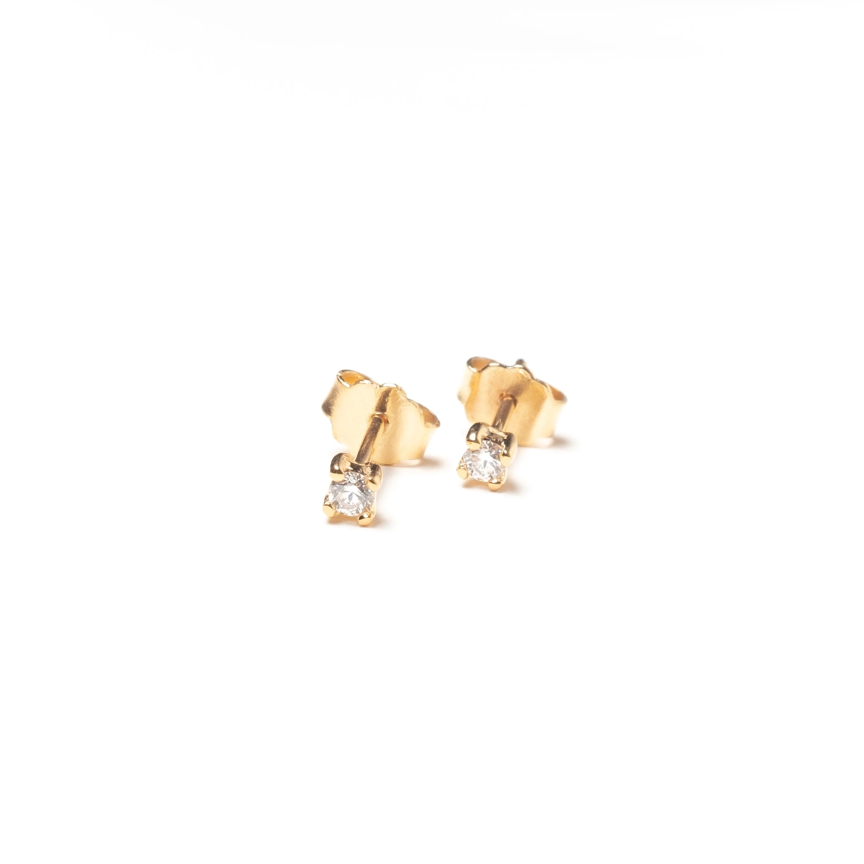 Diamond Stud Earrings, Solid 14k Gold, Single / Pair