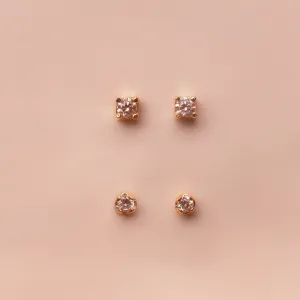 Diamond Stud Earrings, Solid 14k Gold, Single / Pair