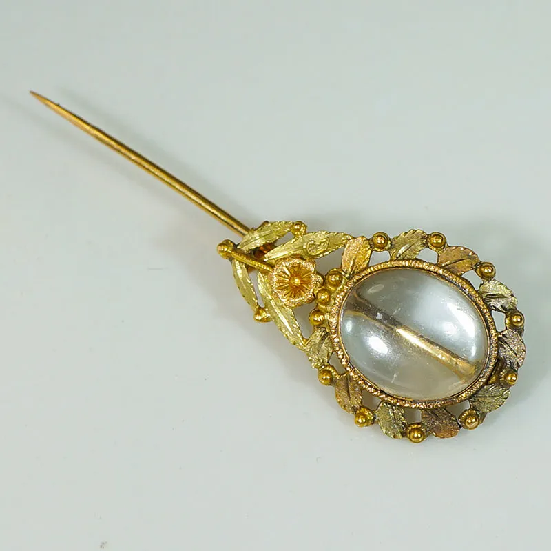 Early Georgian 22k Gold Floral Locket Pin