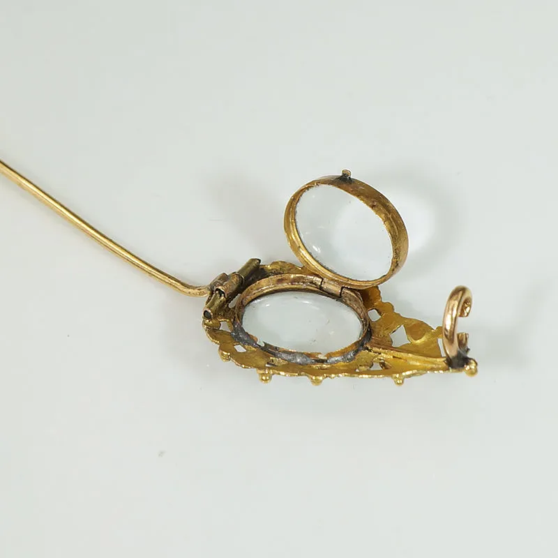 Early Georgian 22k Gold Floral Locket Pin