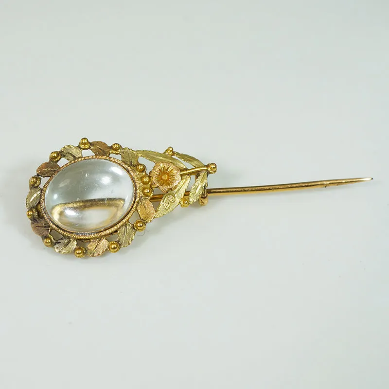 Early Georgian 22k Gold Floral Locket Pin