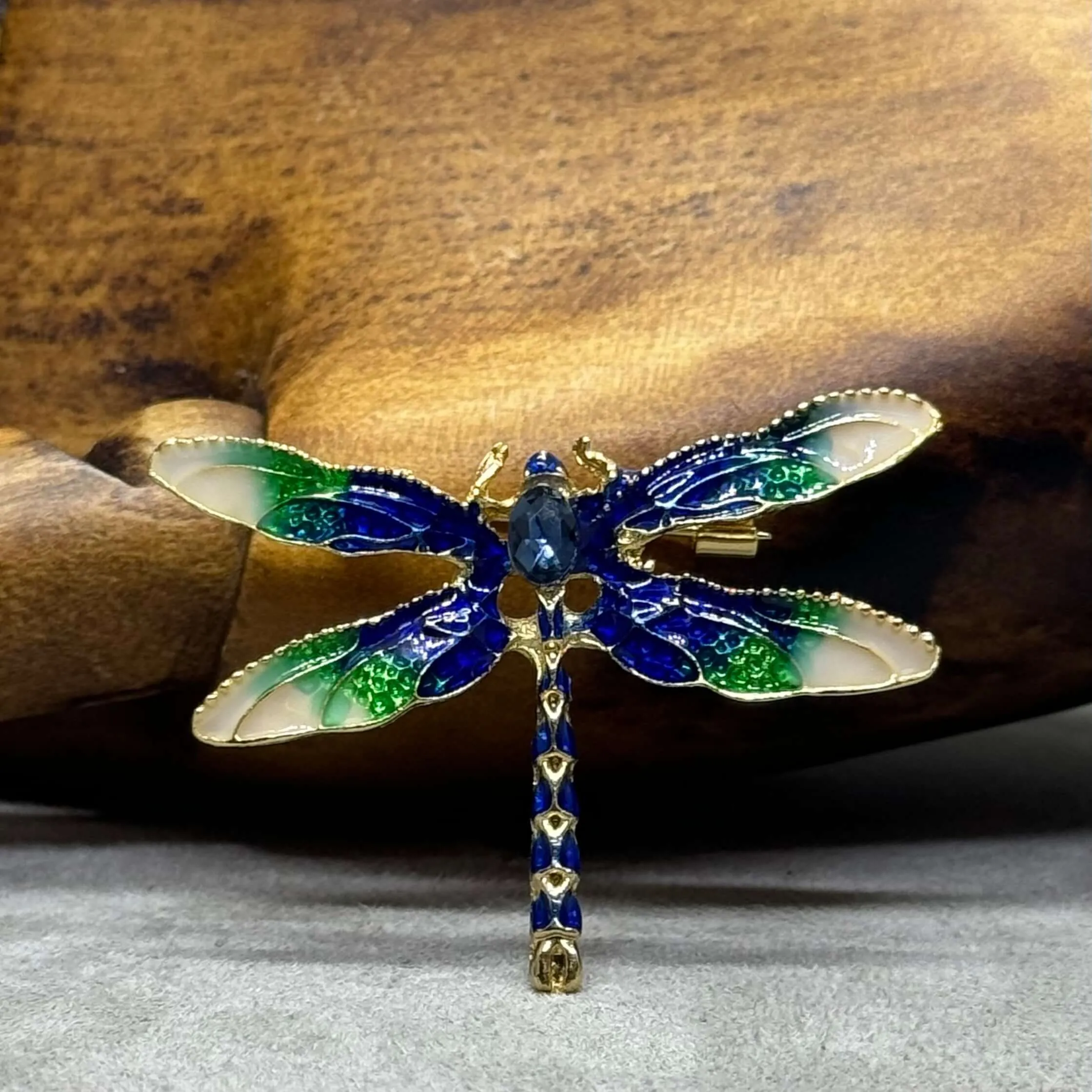 Elegant Coloured Enamel Dragonfly Brooch