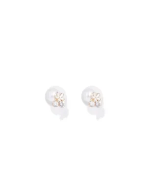 Emma Flower Pearl Front Back Earrings