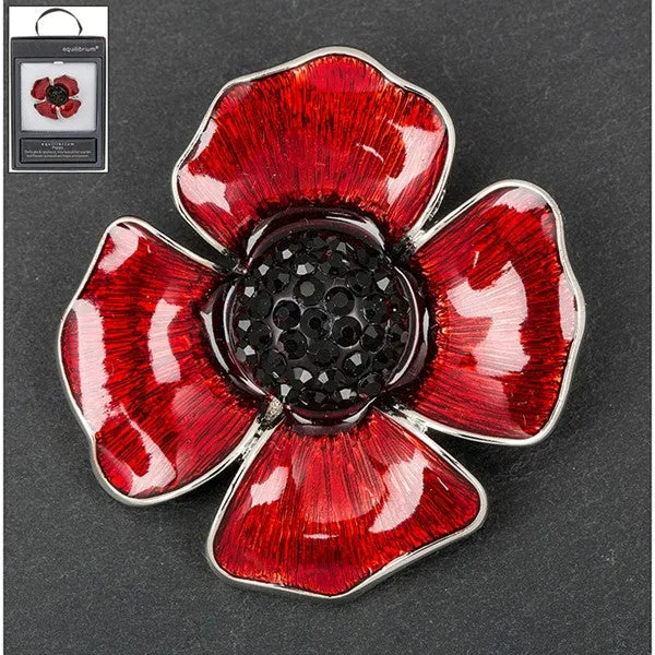 Equilibrium - Silver Plated Delicate Poppy Brooch Small