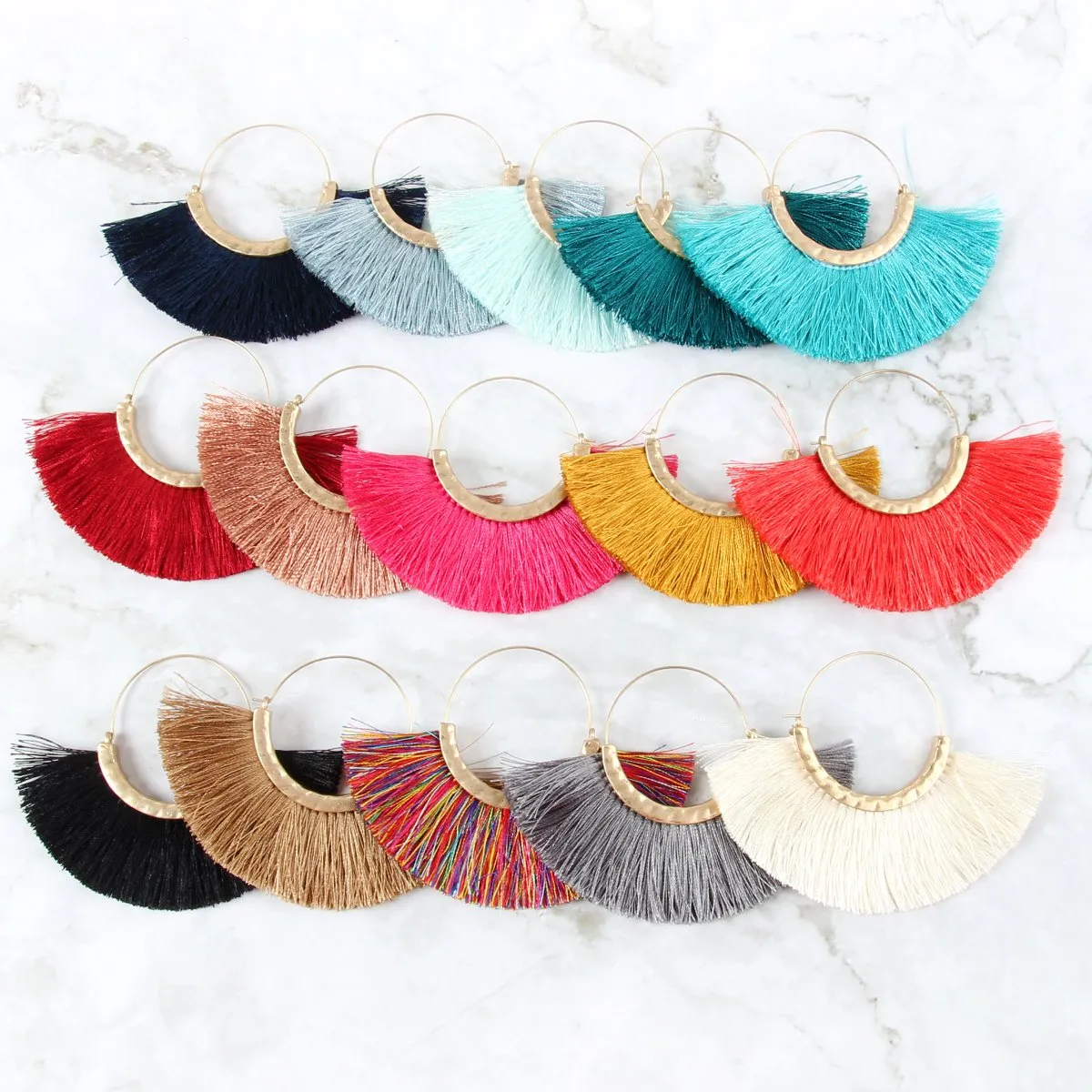 Fan Tassel Hoop Earring