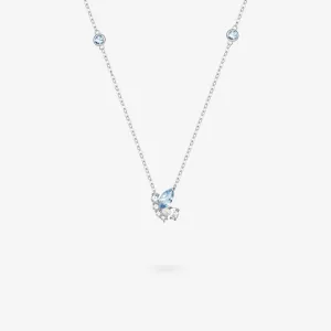 FANCIME "Aqua Joy" Flying Butterfly Sterling Silver Necklace