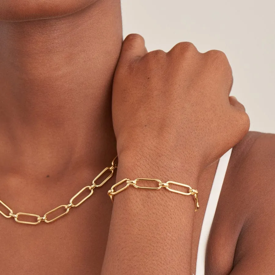 Gold Cable Connect Chunky Chain Bracelet