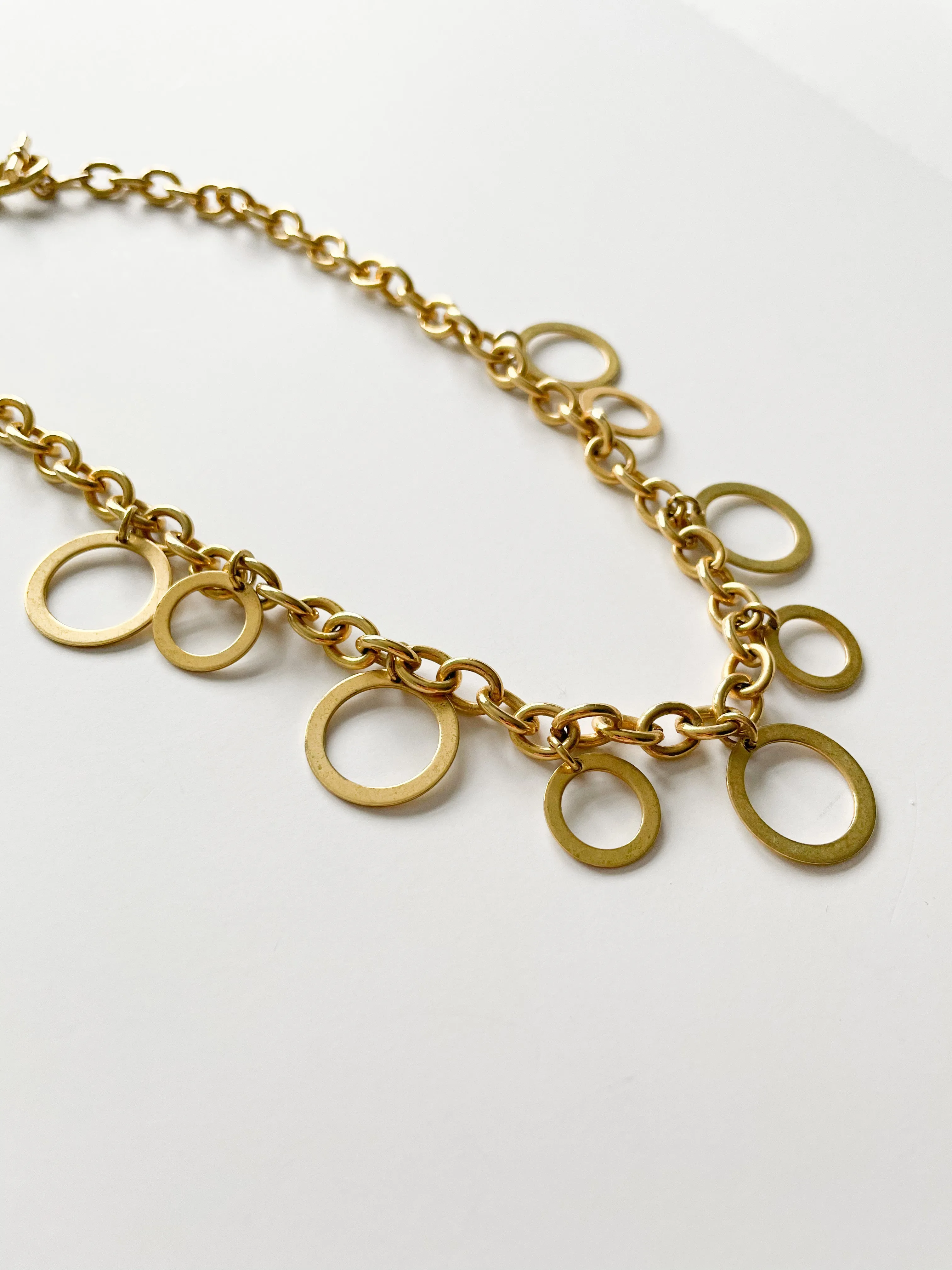 Gold Chain Circle Statement Necklace