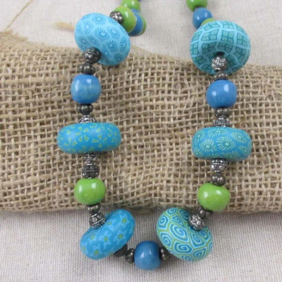 Green Bead Necklace Kazuri and Samunnat Beads