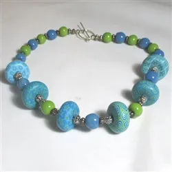 Green Bead Necklace Kazuri and Samunnat Beads