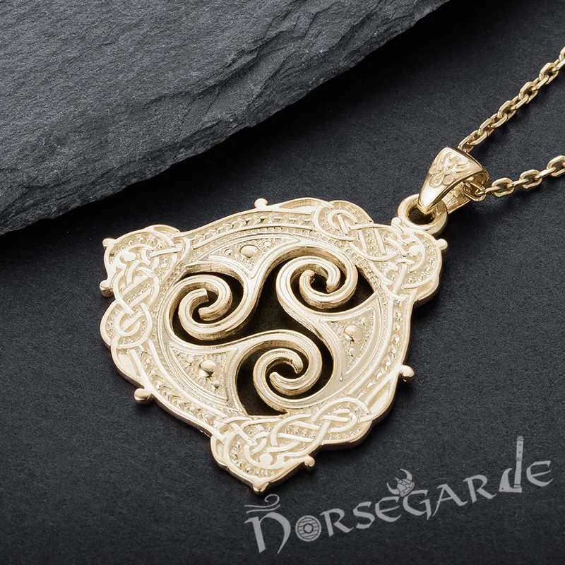 Handcrafted Celtic Triskelion Pendant - Gold