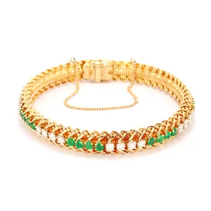 Handmade French Emerald and Diamond Bracelet