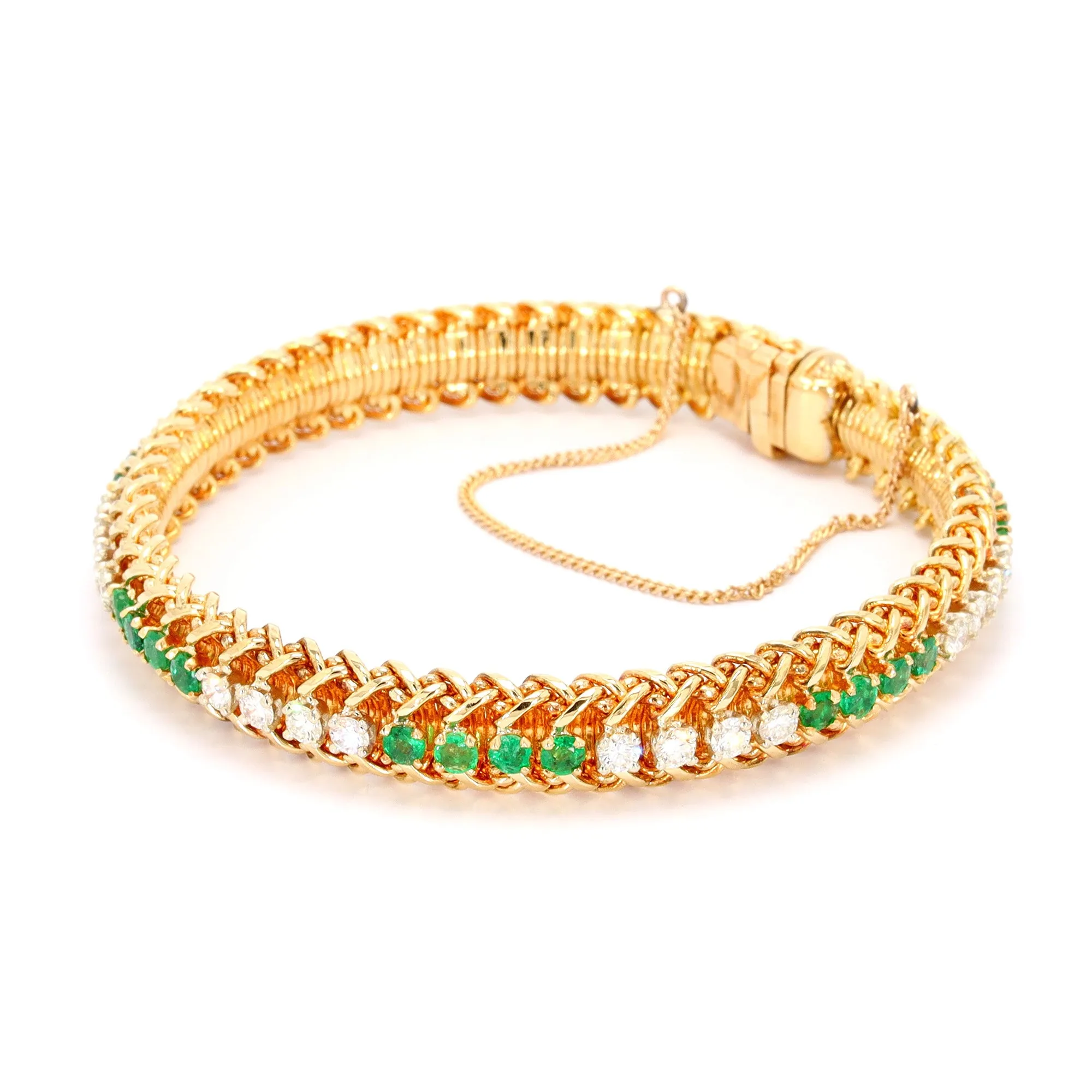 Handmade French Emerald and Diamond Bracelet