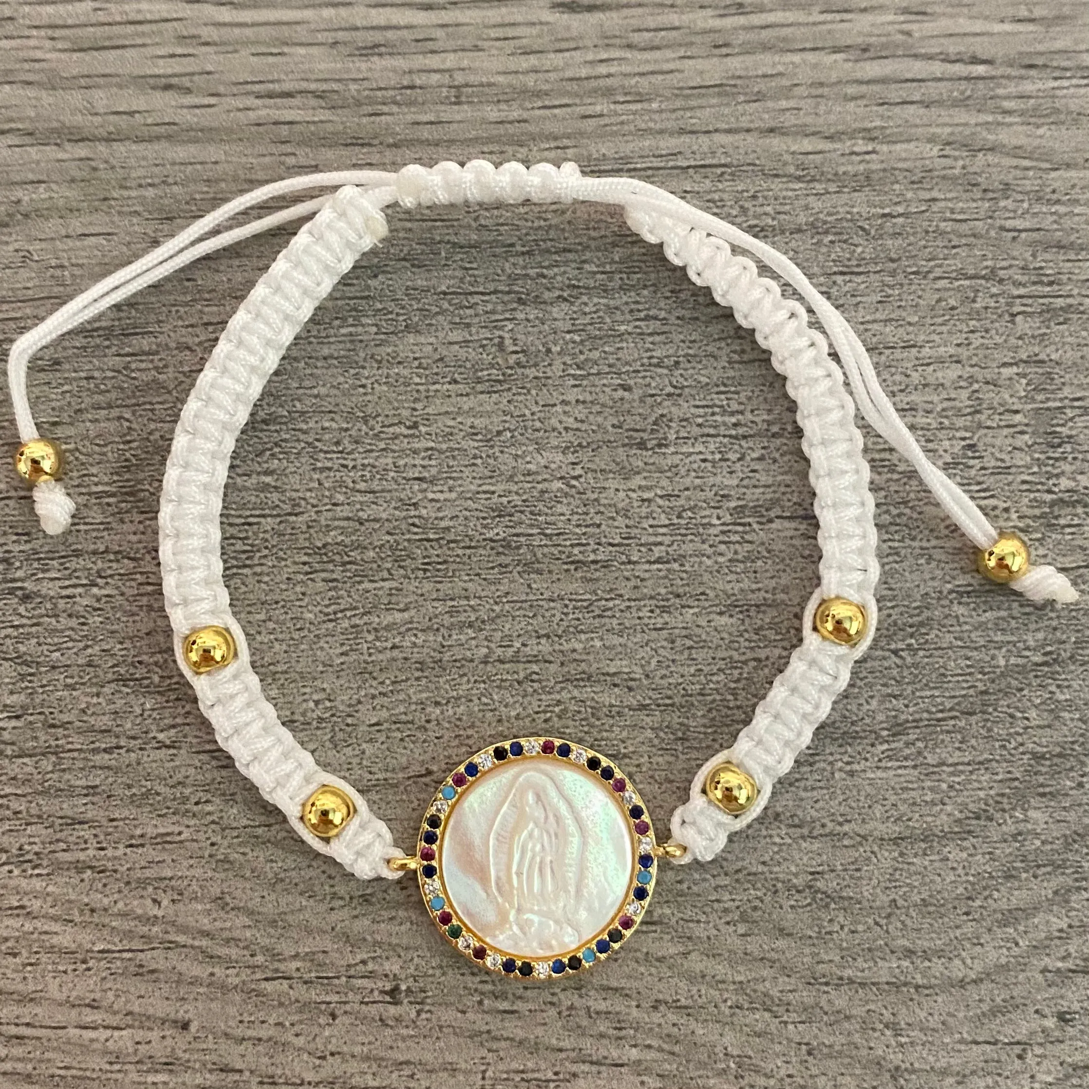 Handmade White Virgencita Bracelet 010