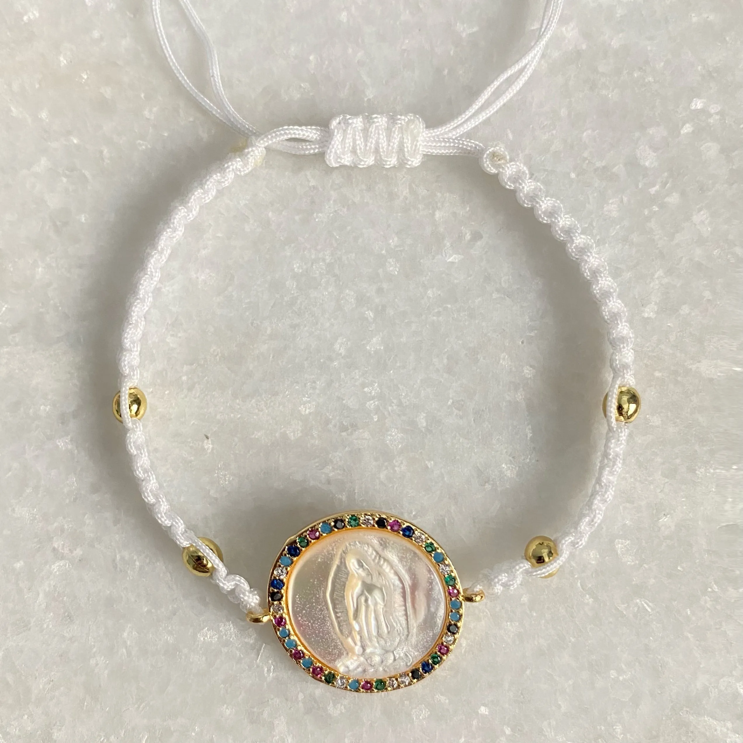 Handmade White Virgencita Bracelet 010