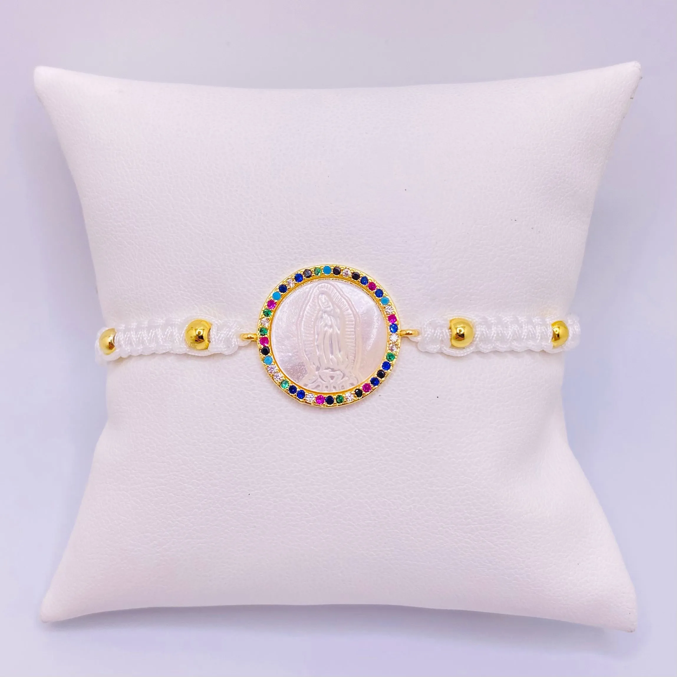 Handmade White Virgencita Bracelet 010