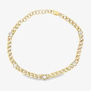 Heart Station Havana Link Diamond Bracelet