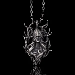 Horned Armor Witch Sterling Silver Pendant