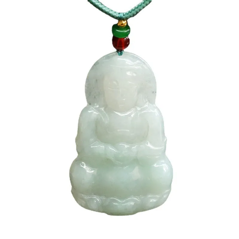 Jade Guanyin Fortune's Favor Sterling Silver Pendant