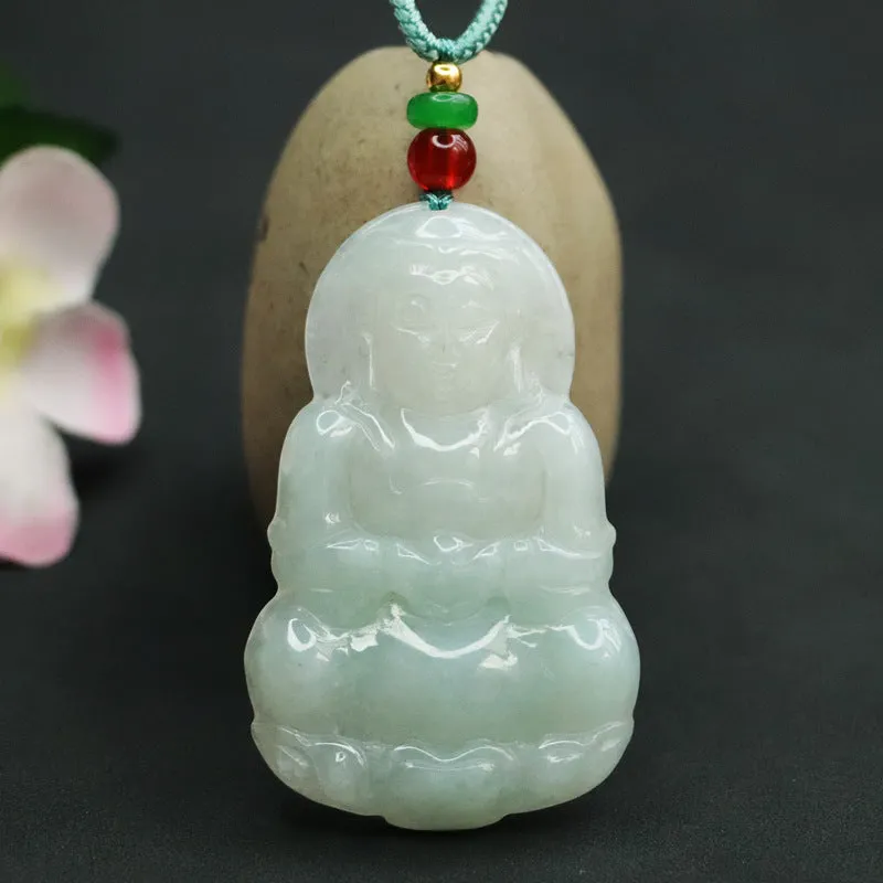 Jade Guanyin Fortune's Favor Sterling Silver Pendant