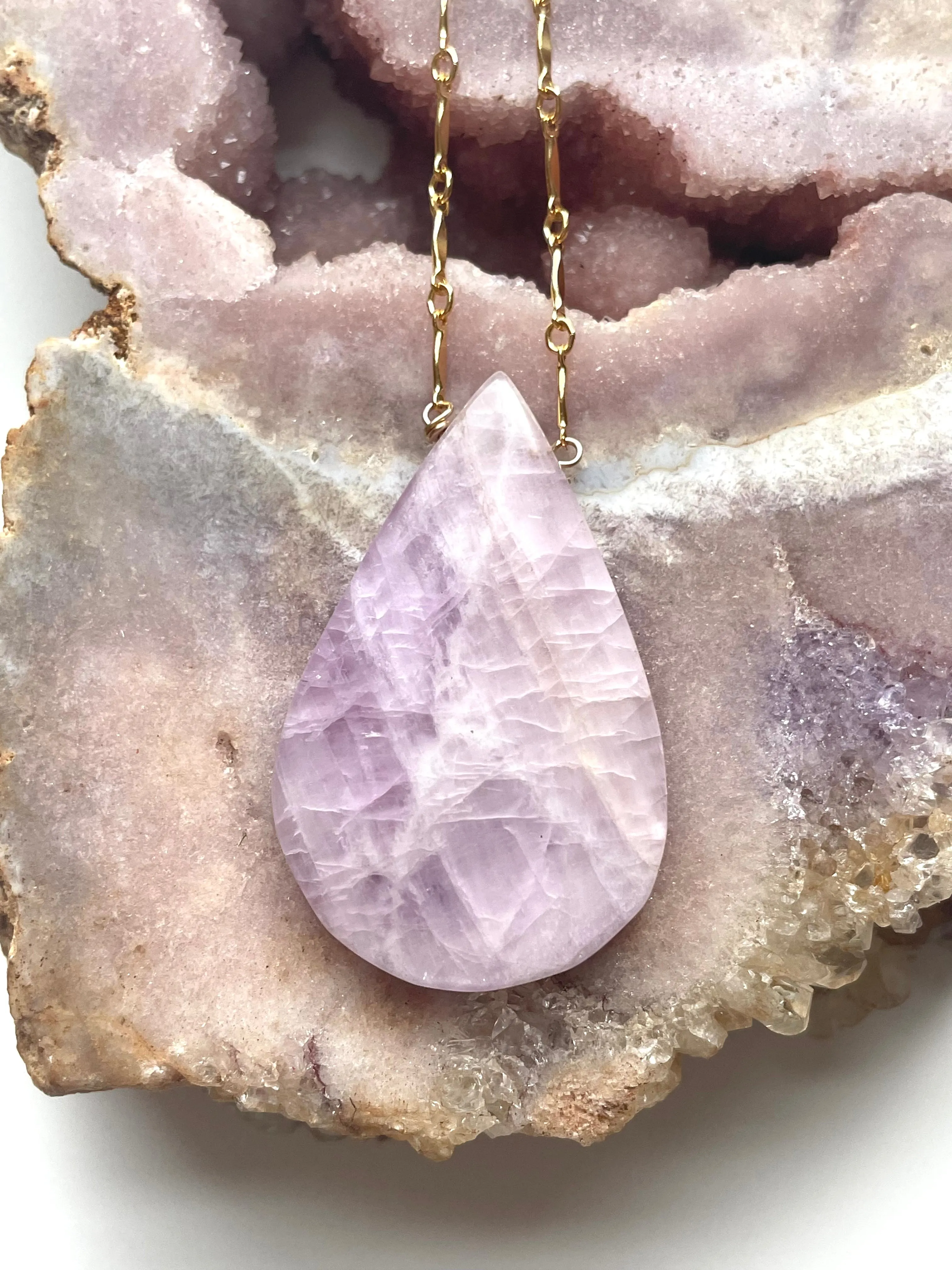 Kunzite Statement Crystal Necklace