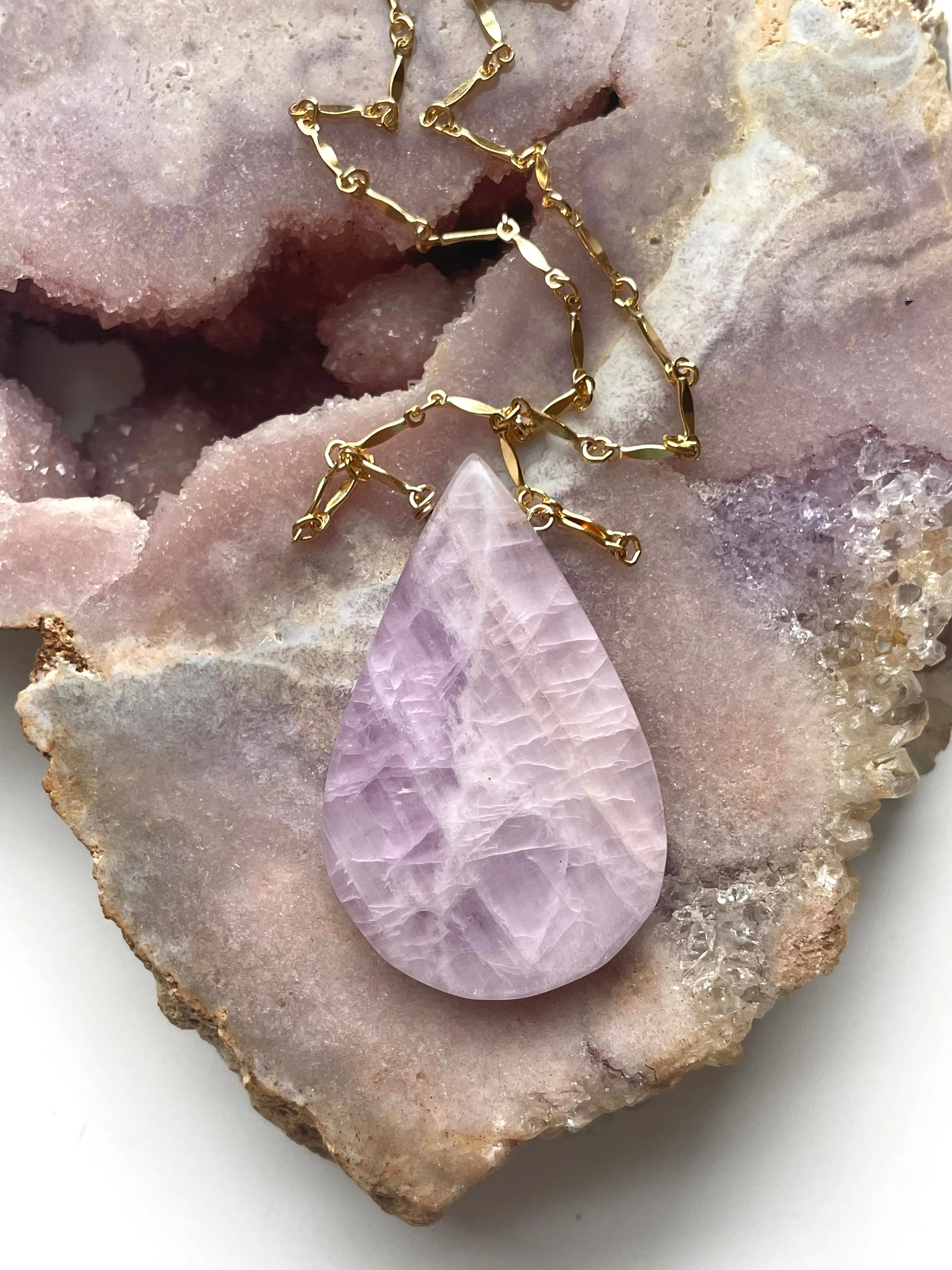 Kunzite Statement Crystal Necklace