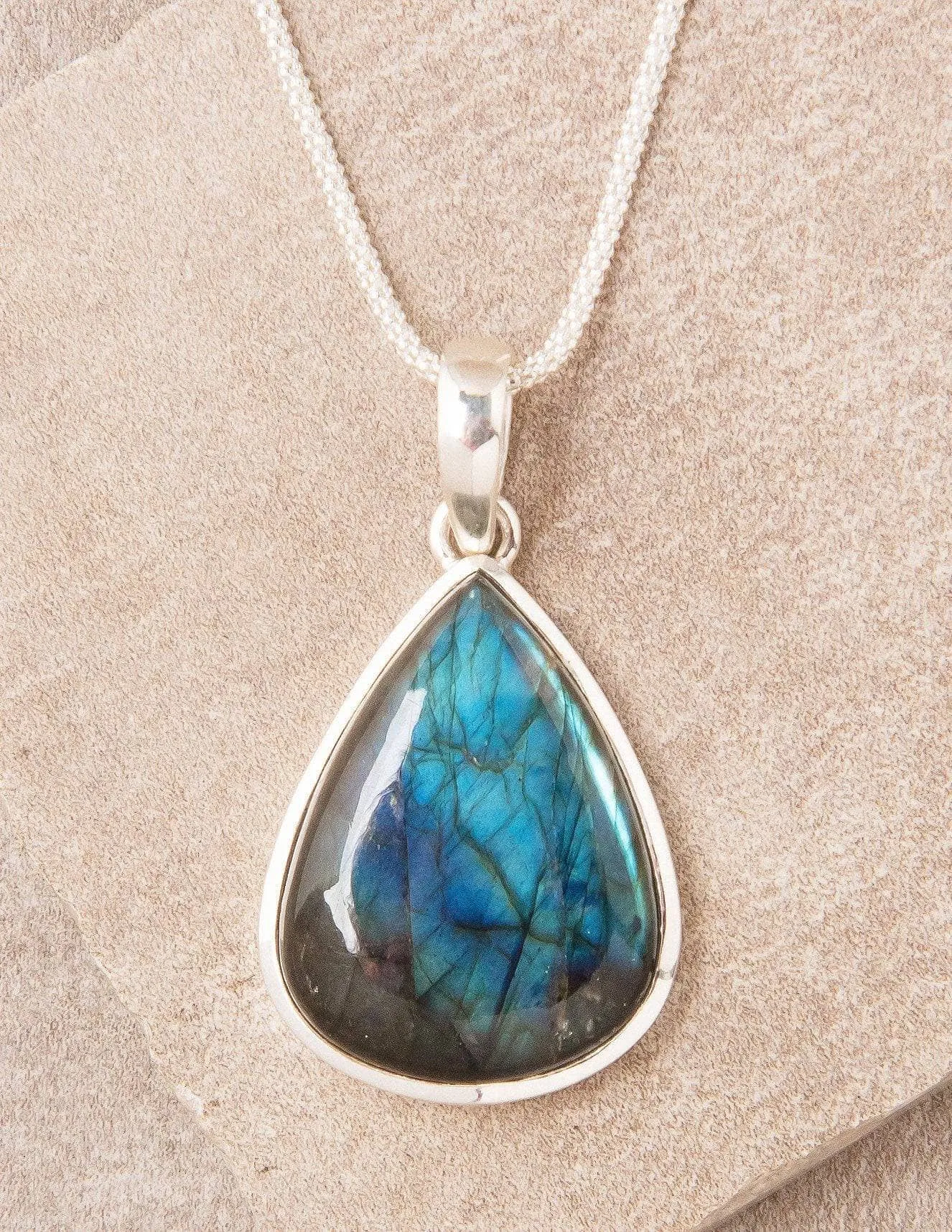 Labradorite Teardrop Silver Pendant