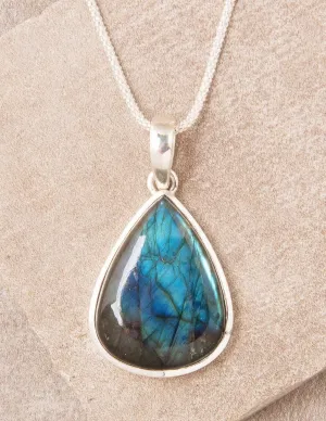 Labradorite Teardrop Silver Pendant