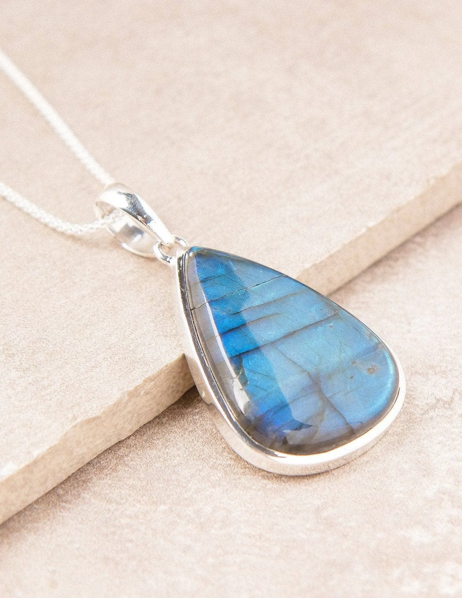 Labradorite Teardrop Silver Pendant