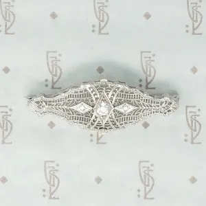 Lacy Art Deco Filigree and Diamond Brooch