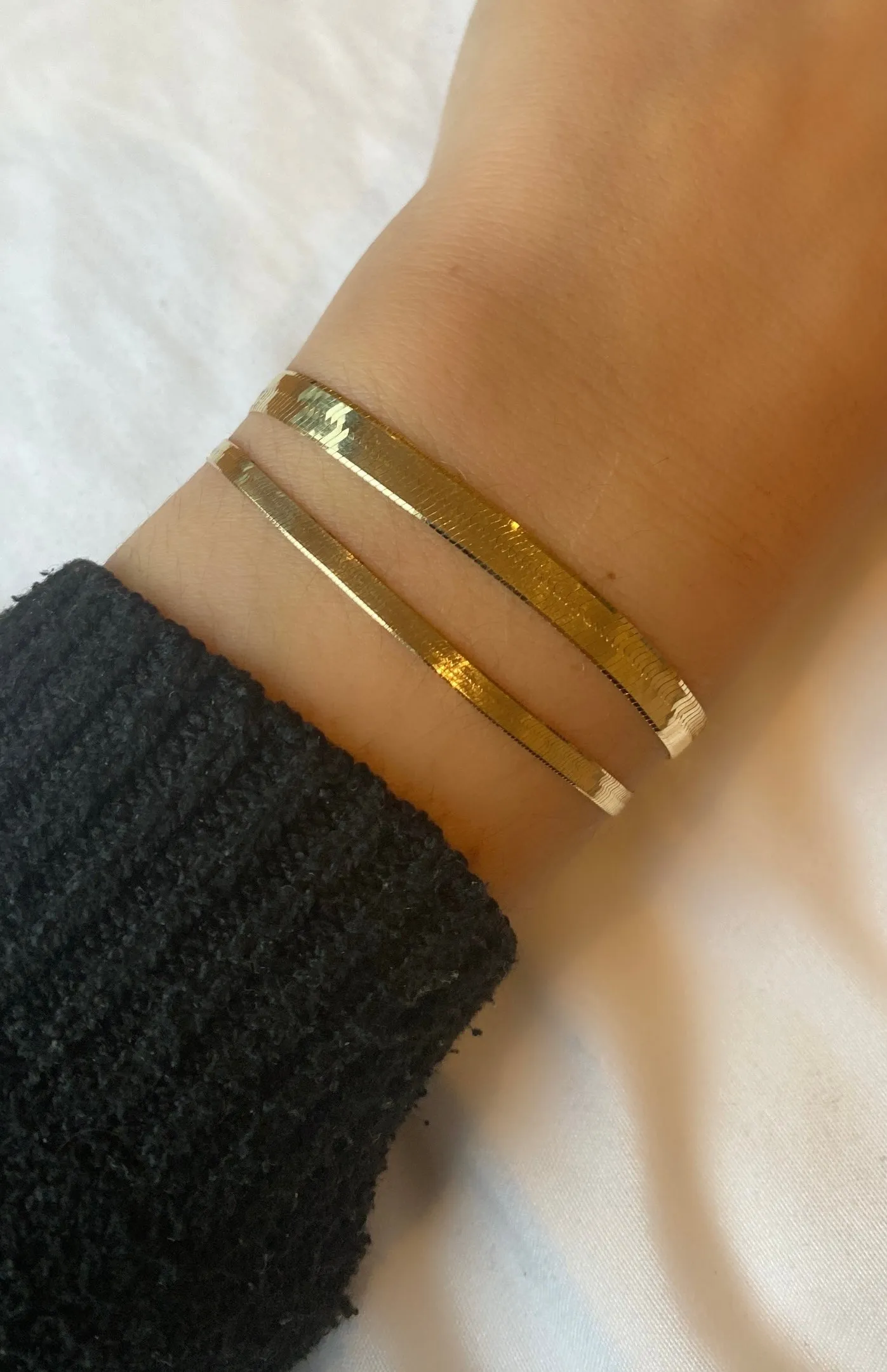 Large Gold Herringbone Bracelet