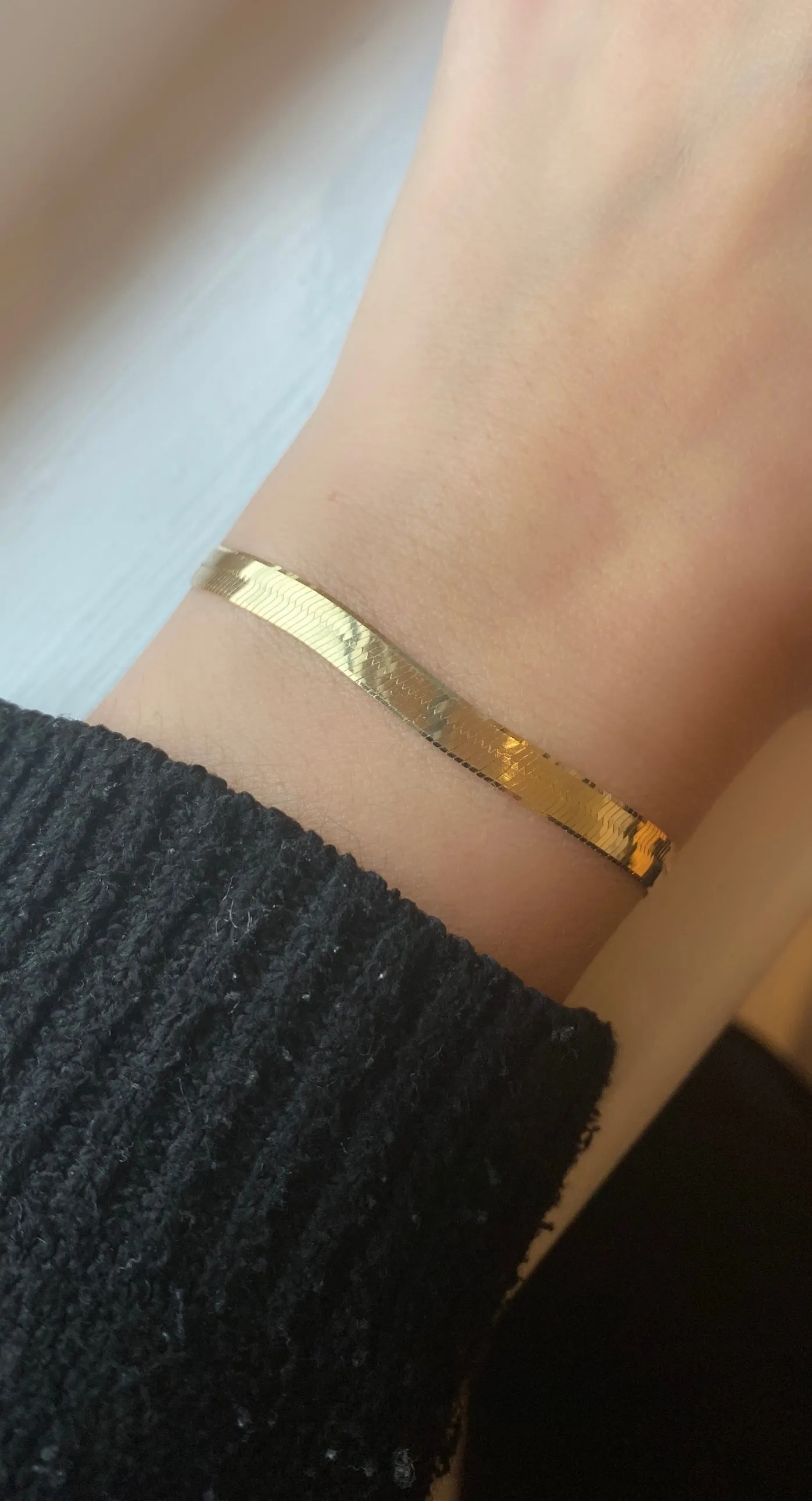 Large Gold Herringbone Bracelet