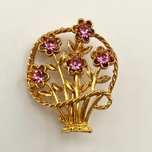 Late 60s/ Early 70s Rhinestone Basket Brooch