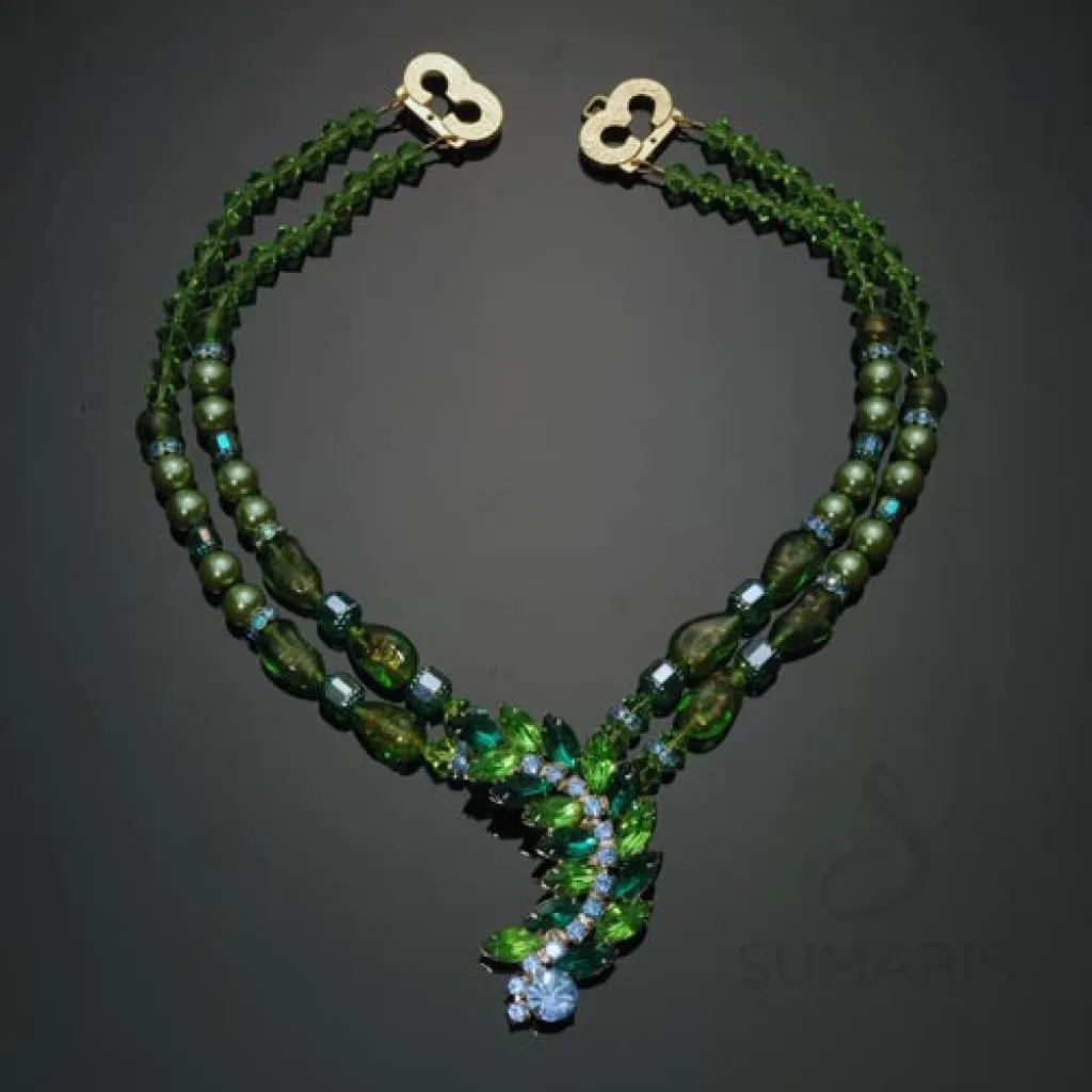 LEAFY GREEN OOAK STATEMENT NECKLACE