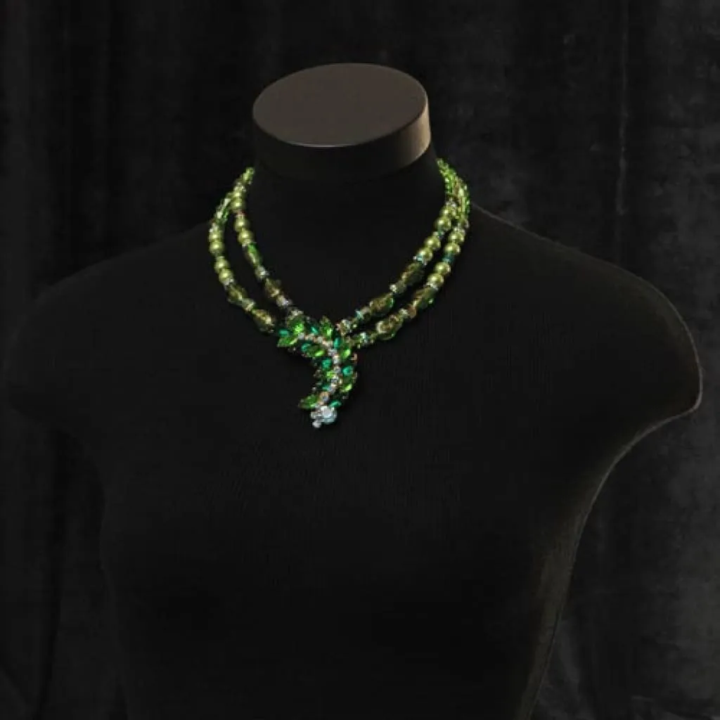 LEAFY GREEN OOAK STATEMENT NECKLACE