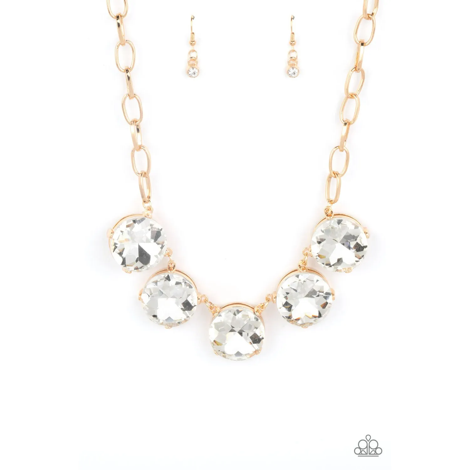 Limelight Luxury - Gold Rhinestone Necklace