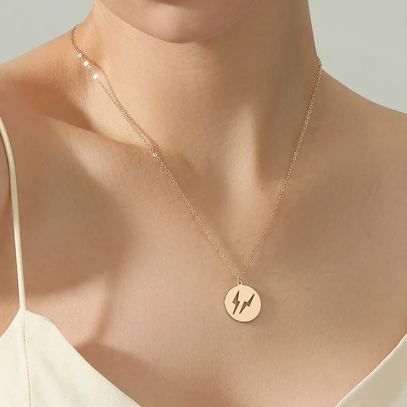 Luxurious Hip Hop Couple Pendant Necklace with Unique Personality Disk Design