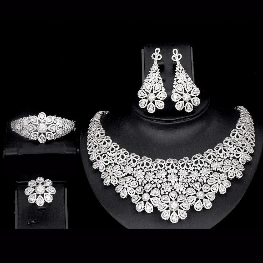 Luxury Cubic Zirconia Elegant Bridal Necklace Set