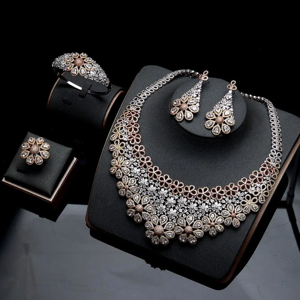 Luxury Cubic Zirconia Elegant Bridal Necklace Set