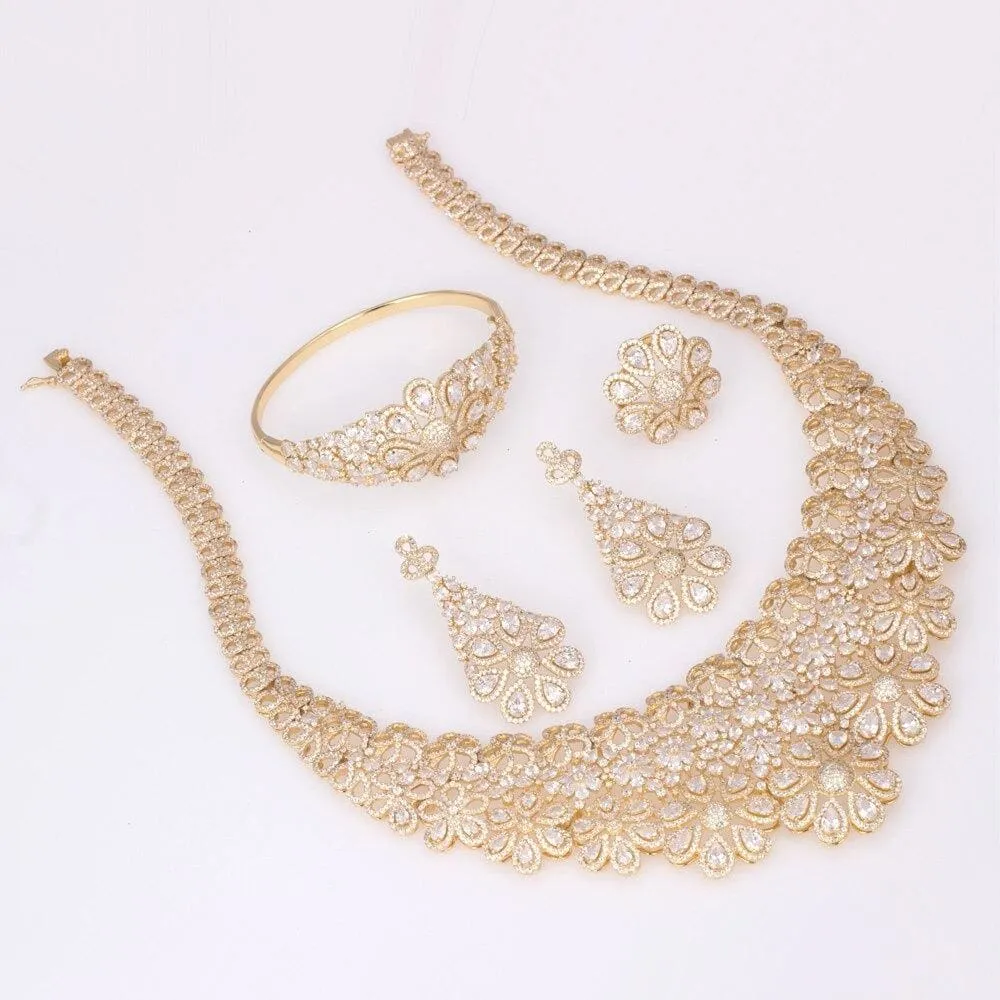 Luxury Cubic Zirconia Elegant Bridal Necklace Set