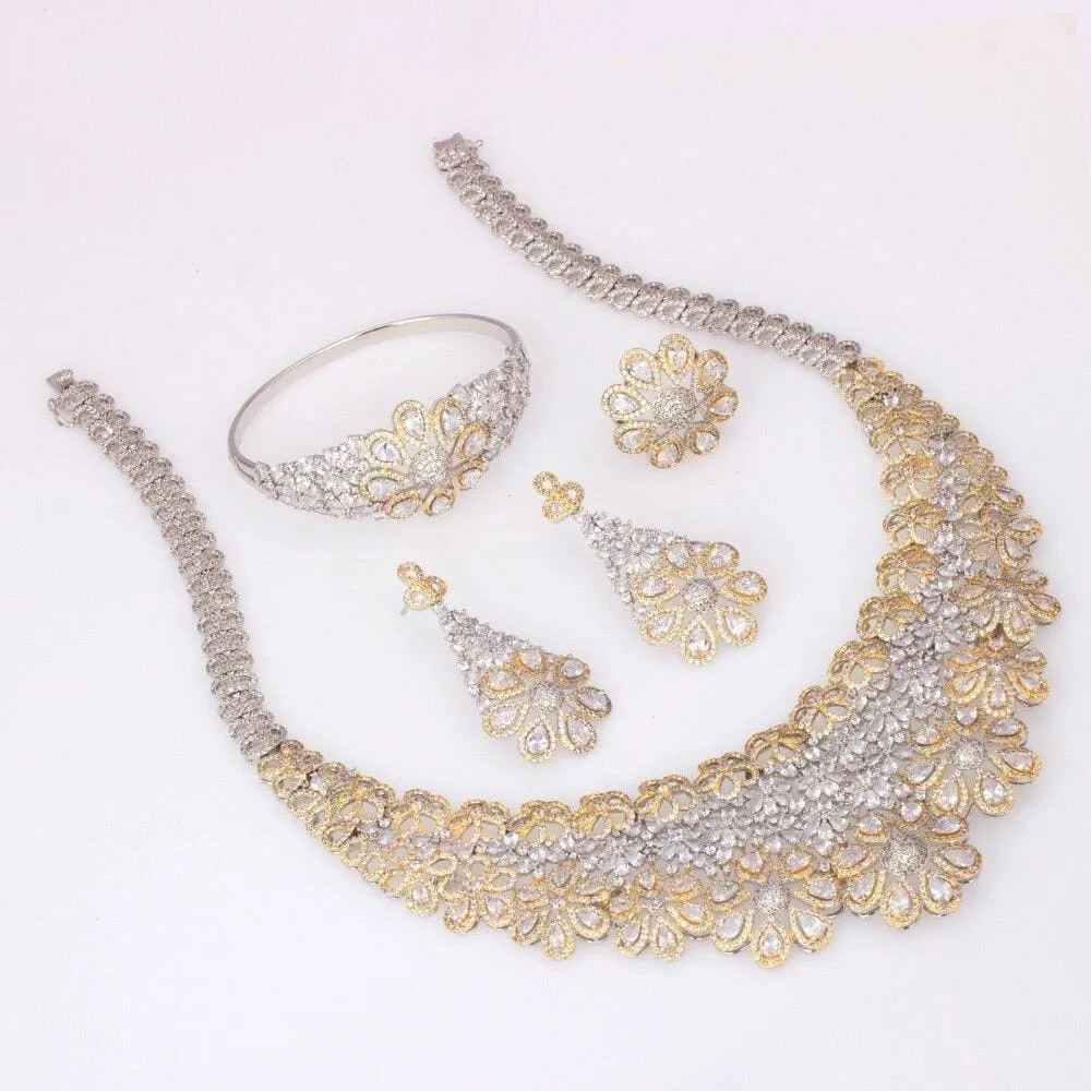 Luxury Cubic Zirconia Elegant Bridal Necklace Set